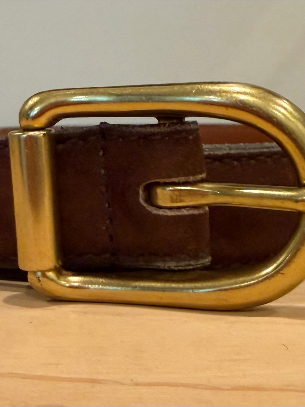 Coach Brown Leather Belt with Gold-Tone Buckle